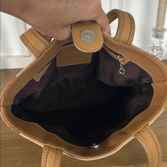 Coach Bleecker Tan Leather & Caneva Shoulder Bag - Picture 4 of 15